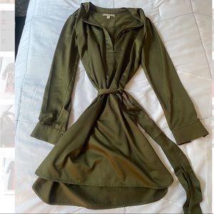 Army green silk Banana Republic dress